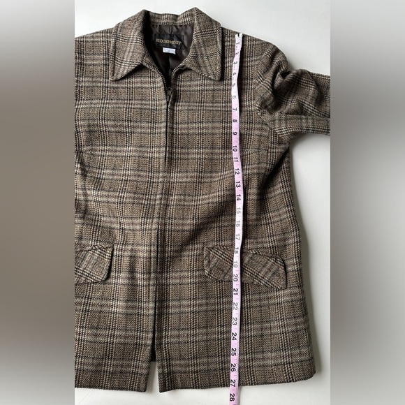 Vintage Requirements Brown Plaid Wool Blend Retro Zip Lined Jacket Women’s Sz 10 - Picture 6 of 8